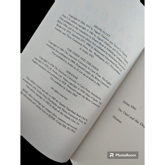 Naguib Mahfouz 3 Novel Midaq Alley The Thief & the Dogs Miramar 1988 Nobel Prize - Picture 3 of 4